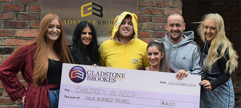 Pudsey with staff of Gladstone Brookes