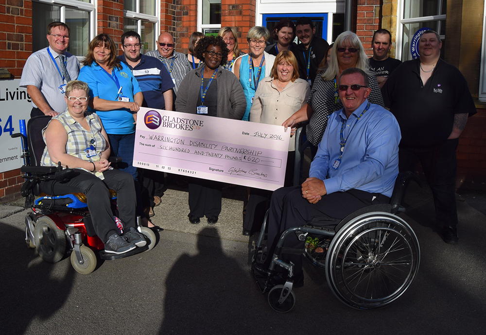 Warrington Disability partnership cheque